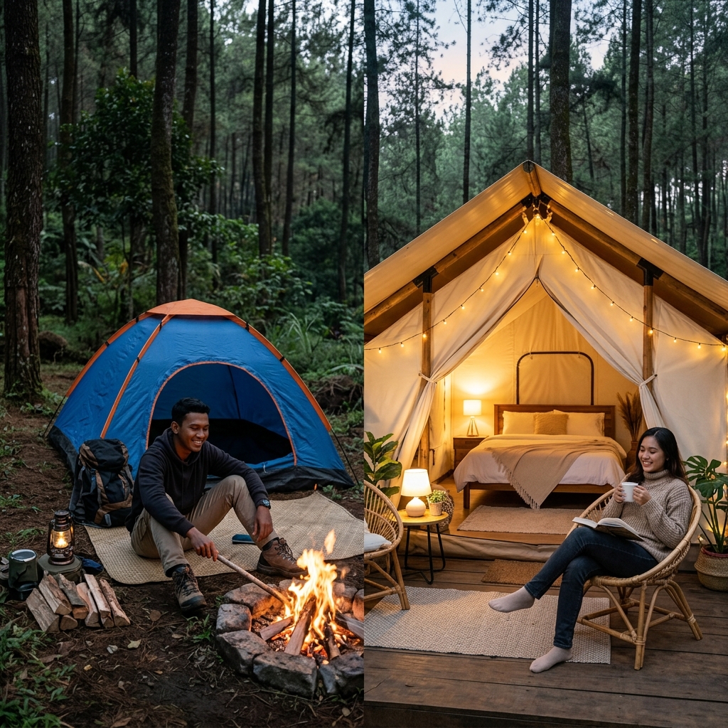 Perbandingan Tenda Tradisional dan Tenda Glamping Mewah